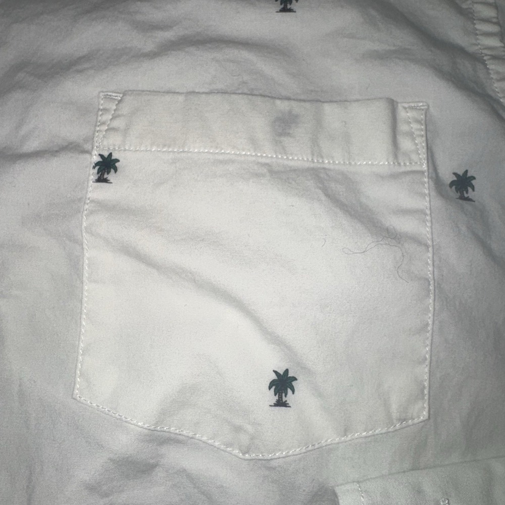 Sonoma Men's L Button Down Cotton Shirt Palm Tree Island Resort Outdoor White - Picture 7 of 11